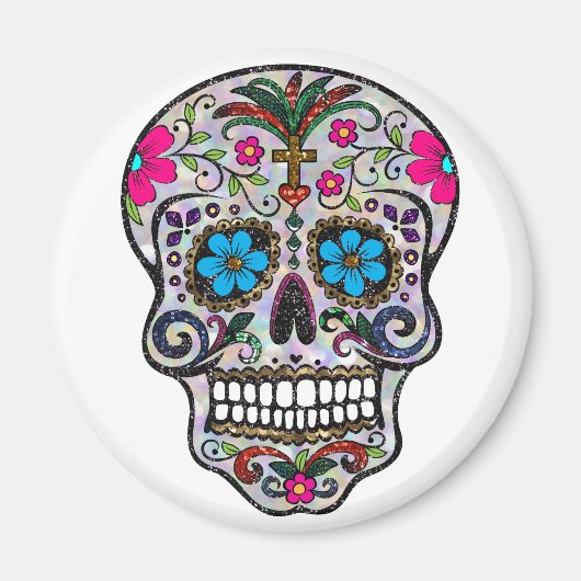 glitter Sugar Skull Magneet (Voorkant)