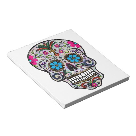 glitter Sugar Skull Notitieblok (Schuin)
