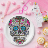 glitter Sugar Skull paper borden Papieren Bordje (Feest)