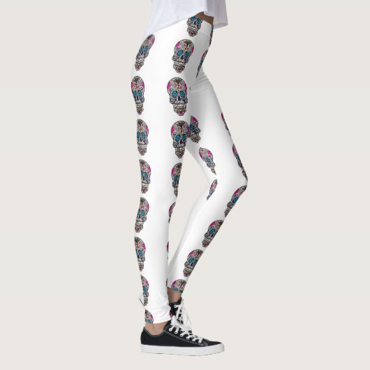 glitter Sugar Skull-peulen Leggings (Rechts)