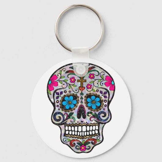 glitter Sugar Skull Sleutelhanger (Voorkant)