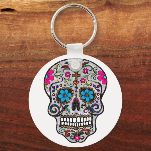 glitter Sugar Skull Sleutelhanger (Voorkant)