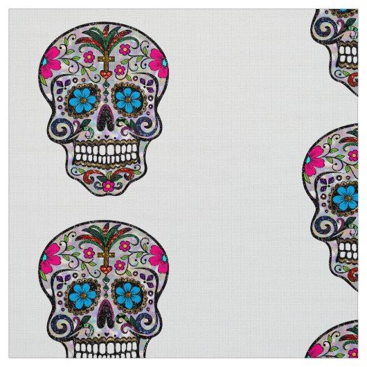 glitter Sugar Skull stof (Swatch)