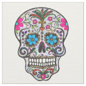 glitter Sugar Skull stof (Close Up)
