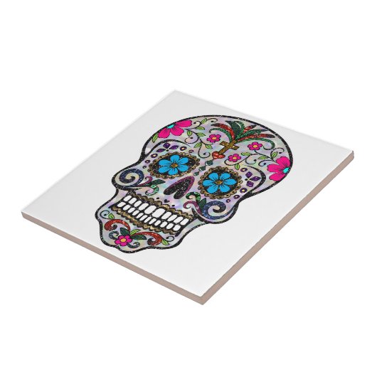 glitter Sugar Skull Tegeltje (Zijkant)