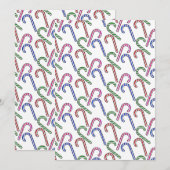 Glitter Suikerstok Patroon Feestdagenkaart (Voorkant / Achterkant)