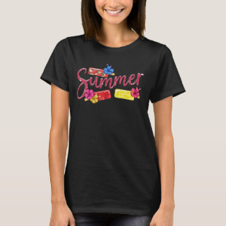 Glitter Summer Ice Poppen & Hibiscus Design T-shirt