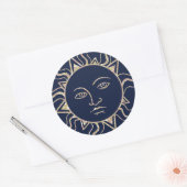 Glitter Sun Magic Navy Blue Cool  Celestial Ronde Sticker (Envelop)