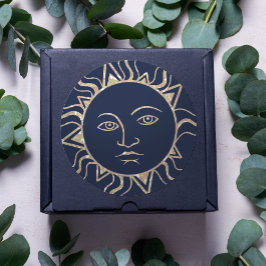 Glitter Sun Magic Navy Blue Cool  Celestial Ronde Sticker