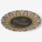 Glitter Sunflower Modern Jubileum Papieren Bordje (Gekanteld)