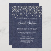 Glitter Sweet 16 Birthday Invitation Kaart (Voorkant / Achterkant)