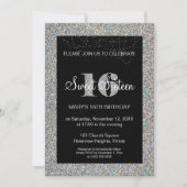 Glitter Sweet 16 Birthday Invitation Kaart (Voorkant)