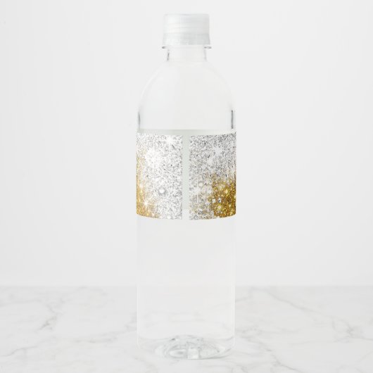 Glitter Sweet 16 - Goud en zilver Waterfles Etiket (Achterkant)