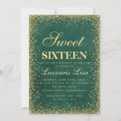 Glitter Sweet 16 Groene Waterverf Verjaardag Kaart (Voorkant)