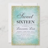 Glitter Sweet 16 Turquoise waterverf Verjaardag Kaart (Voorkant)