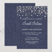 Glitter Sweet 16 Verjaardagsuitnodiging Kaart (Voorkant / Achterkant)