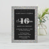 Glitter Sweet 16 Verjaardagsuitnodiging Kaart (Staand voorkant)