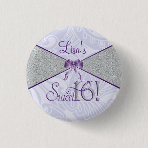 Glitter, Sweet Six Party Favor 1 Inch Round Button