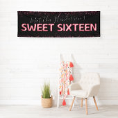Glitter Sweet Sixteen 16th Birthday Party Banner (Insitu)