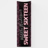 Glitter Sweet Sixteen 16th Birthday Party Banner (Verticaal)