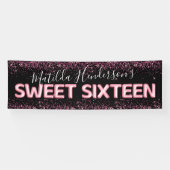 Glitter Sweet Sixteen 16th Birthday Party Banner (Horizontaal)