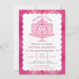 Glitter Sweet Sixteen Lacy verjaardagstaart feest Kaart