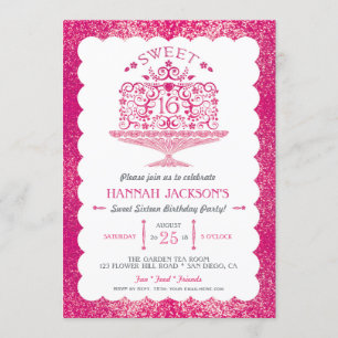Glitter Sweet Sixteen Lacy verjaardagstaart feest Kaart