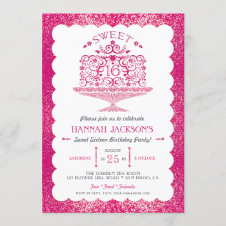 Glitter Sweet Sixteen Lacy verjaardagstaart feest Kaart