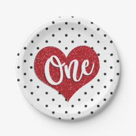 Glitter Sweetiter Valentijns Girl First Birthday Papieren Bordje