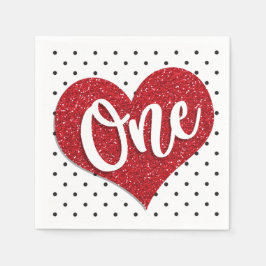 Glitter Sweetiter Valentijns Girl First Birthday Servet