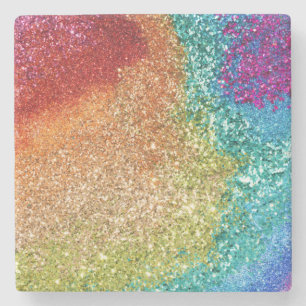 Glitter Swirl, regenboogstraal voor games Stenen Onderzetter