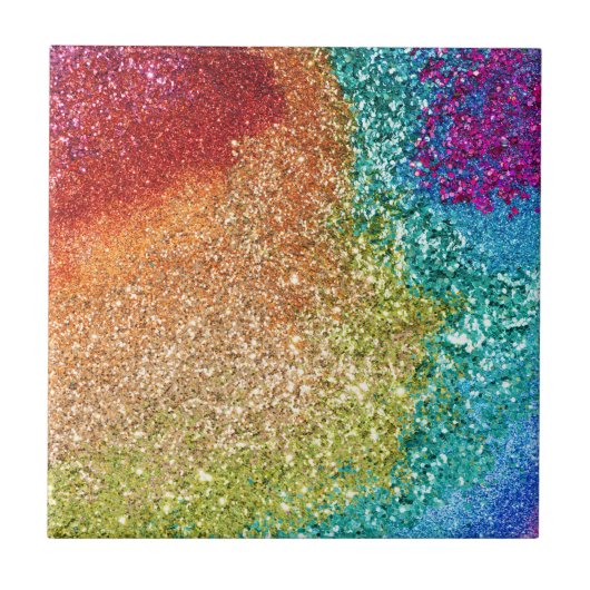 Glitter Swirl, regenboogstraal voor games Tegeltje (Voorkant)