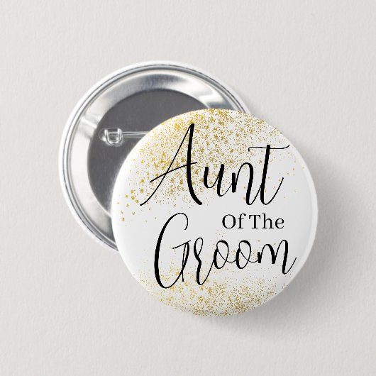 Glitter tante van de bruinbruiloft Button (Voorkant /achterkant)
