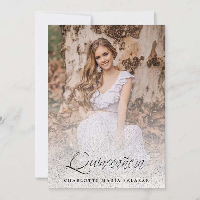 Glitter Tendencia Quinceañera Español Foto Moderna (Voorkant)