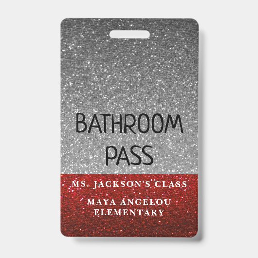 Glitter terug naar school Colors Bathroom Hall Pas Badge (Voorkant)