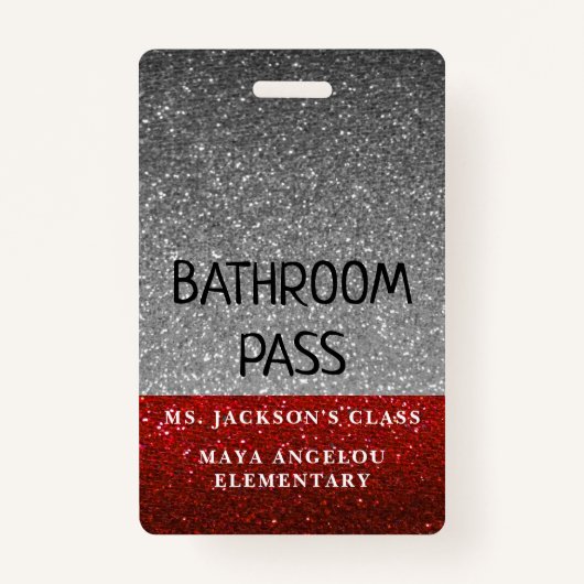 Glitter terug naar school Colors Bathroom Hall Pas Badge (Achterkant)