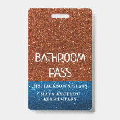 Glitter terug naar school Colors Bathroom Hall Pas Badge (Achterkant)