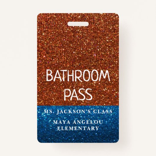 Glitter terug naar school Colors Bathroom Hall Pas Badge (Achterkant)