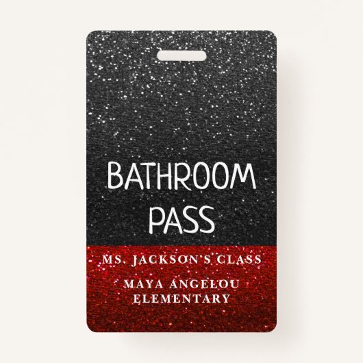 Glitter terug naar school Colors Bathroom Hall Pas Badge (Achterkant)