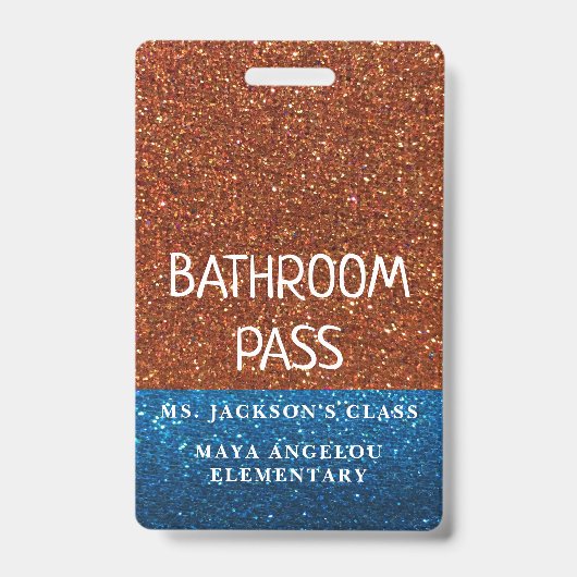 Glitter Terug naar school Kleuren Badkamer Hal Pas Badge (Voorzijde)