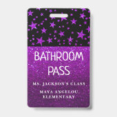 Glitter terug naar school Stars Bathroom Hall Pass Badge (Achterkant)