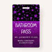 Glitter terug naar school Stars Bathroom Hall Pass Badge (Voorkant)