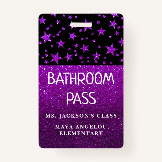 Glitter terug naar school Stars Bathroom Hall Pass Badge (Achterkant)
