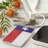 Glitter Texas flag rechthoek sleutelhanger (Voorkant Rechts)