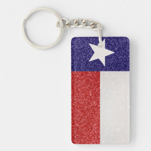 Glitter Texas flag rechthoek sleutelhanger