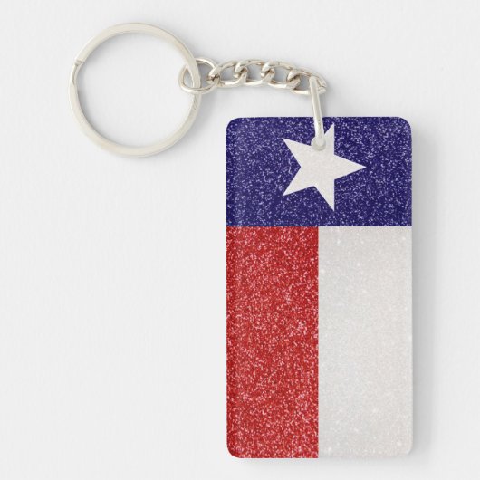 Glitter Texas flag rechthoek sleutelhanger (Voorkant)