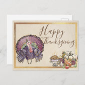 Glitter Thanksgiving Herfst Turkije en feast Briefkaart (Voorkant / Achterkant)
