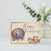 Glitter Thanksgiving Herfst Turkije en feast Briefkaart (Staand voorkant)