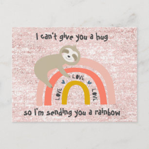 Glitter Thinking of You Rainbow Sloth Post Kaart