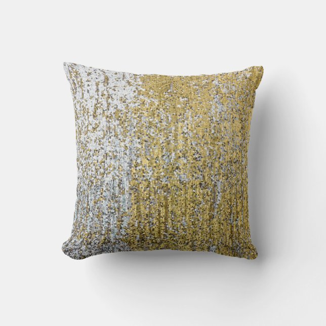 Glitter Throw Couch Pillow, gouden en zilver Kussen (Voorkant)